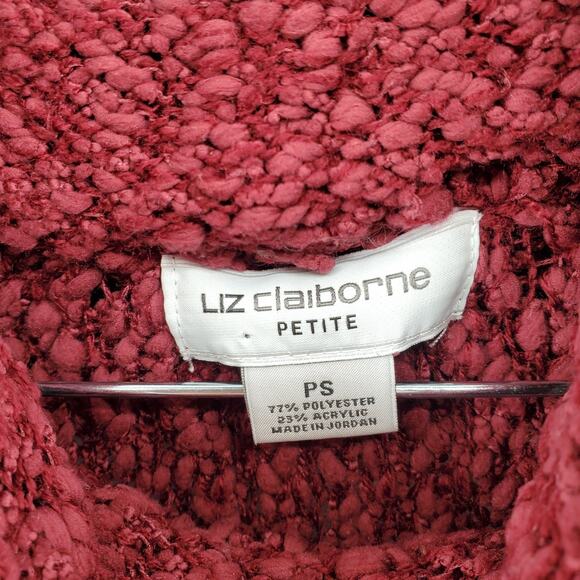 Vintage Liz Claiborne Petites Maroon Chunky Textured Knit Cowl Tunic Sweater| PS - Picture 5 of 9